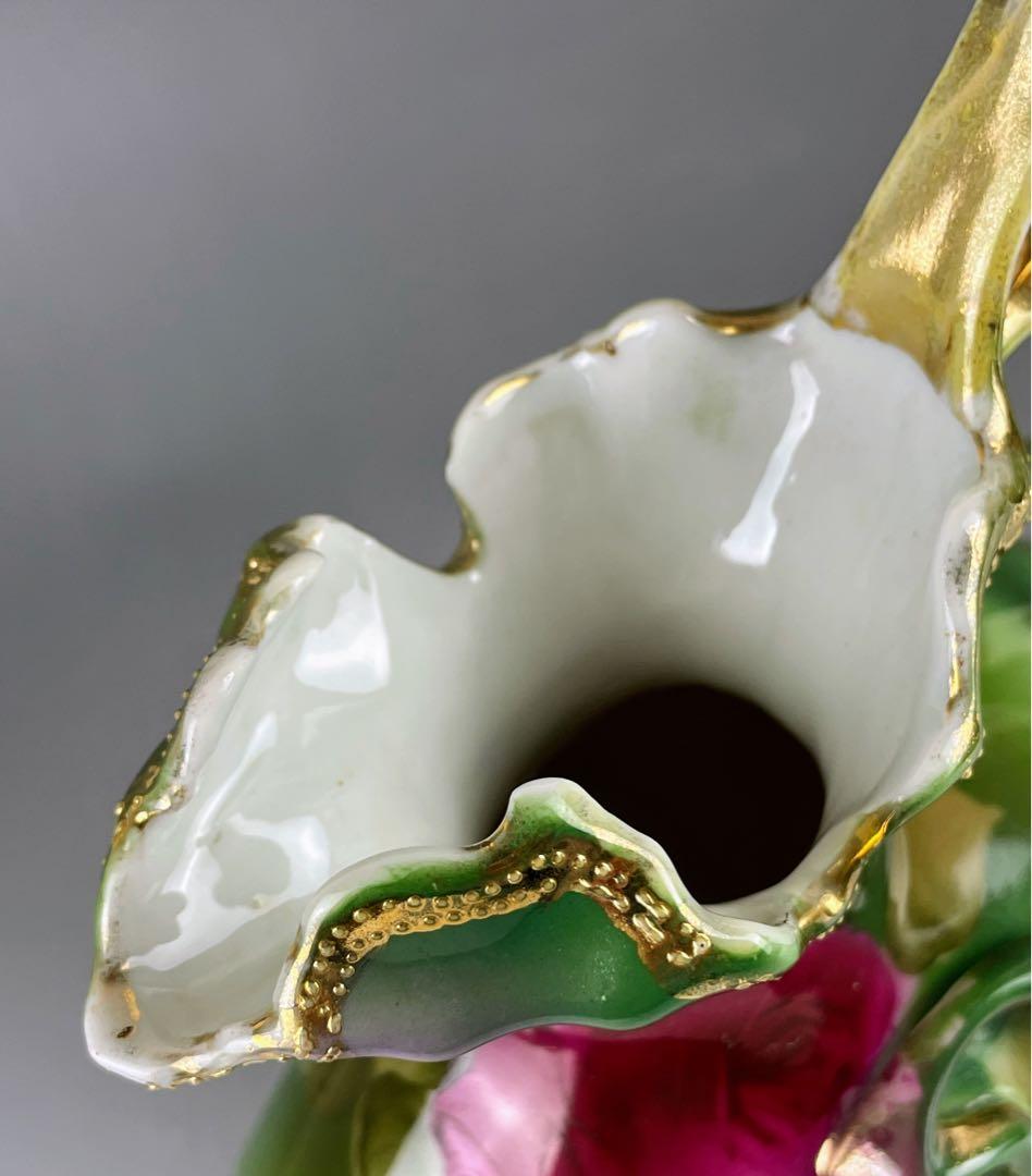 美品】オールドノリタケ 22.8㎝ 薔薇文花瓶 金彩 バラ図 ばら 水差し