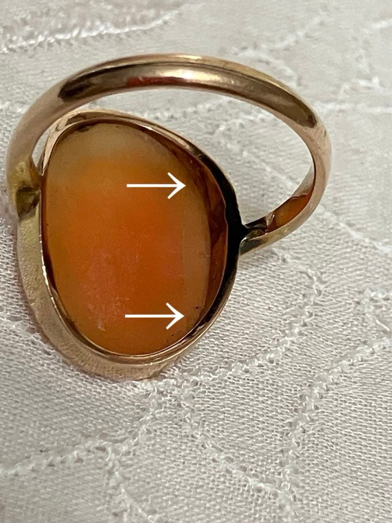 アンティーク　シェルカメオリング　9k