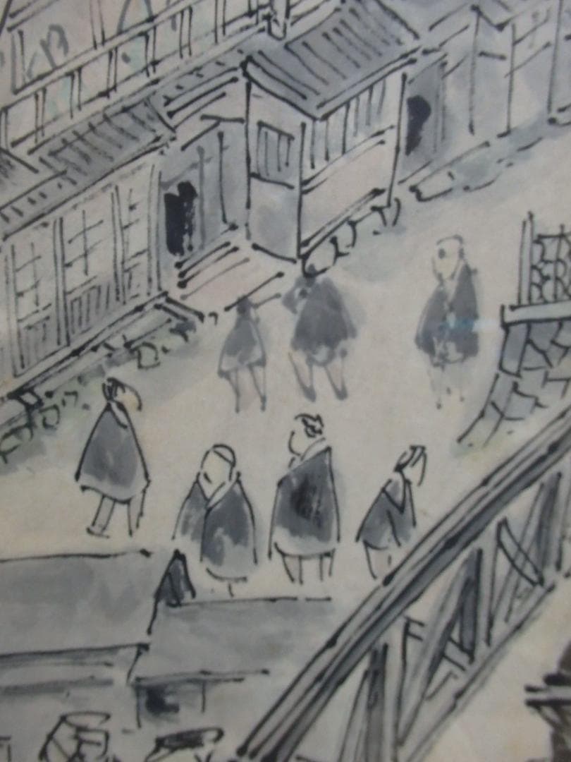 逸品 高橋五仙子『萬代橋』思い出の新潟百景 貴重 紙本 直筆本物