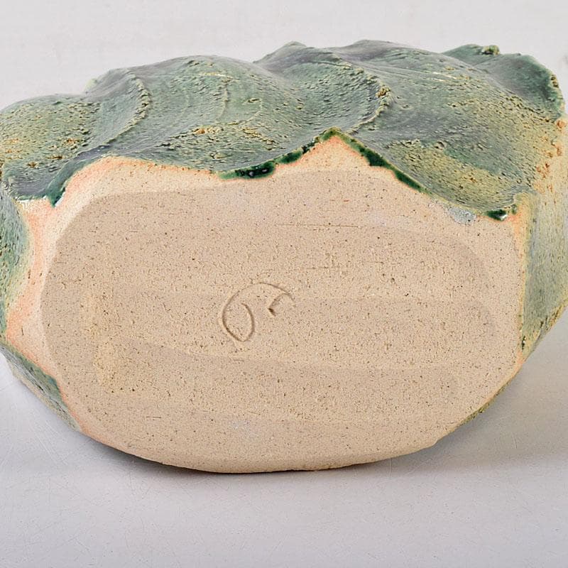 わさび　織部焼　加藤敬也作　花生　扁壷　共箱　V　8184