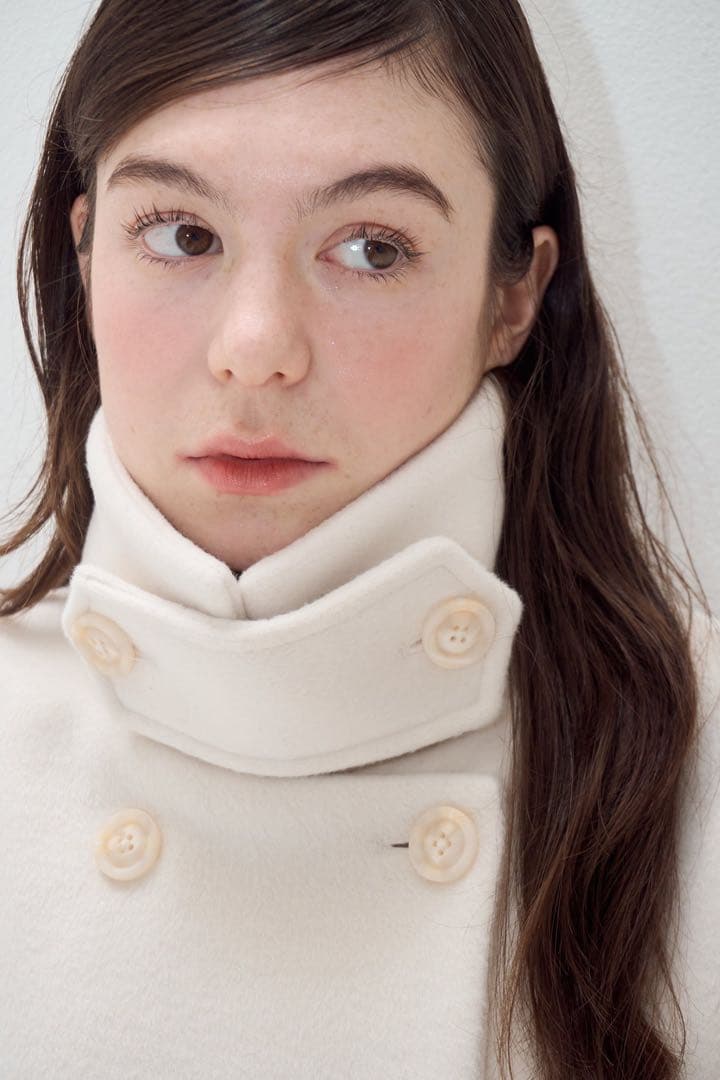 muguet stand collar midi coat (ivory） muguet stand collar midi