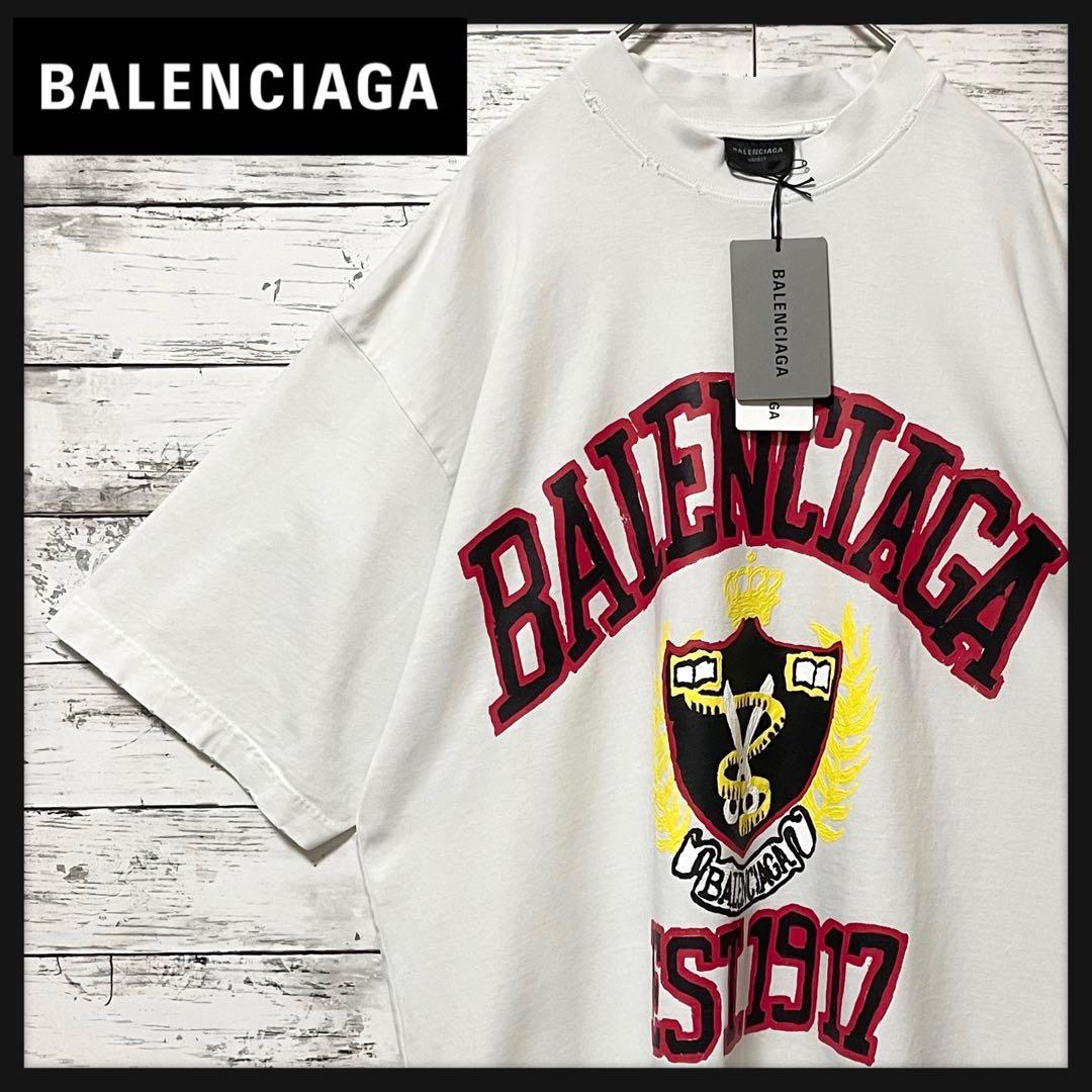 バレンシアガ23AW カレッジロゴミディアムフィット半袖Tシャツ