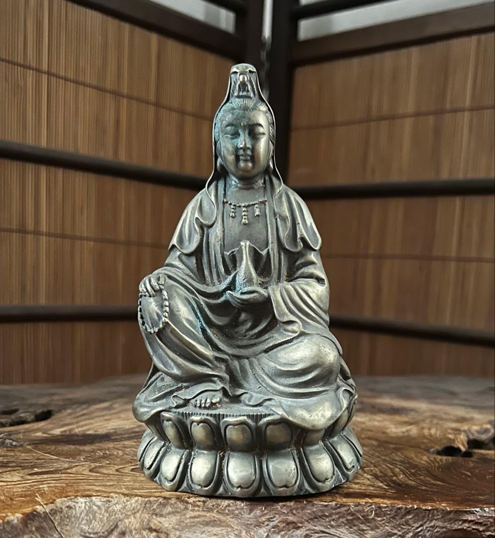 中国仏教美術 古黄銅 観音像 仏像 大明宣徳年製 中国仏教美術 古黄銅 観音像 仏像 大明宣徳年製