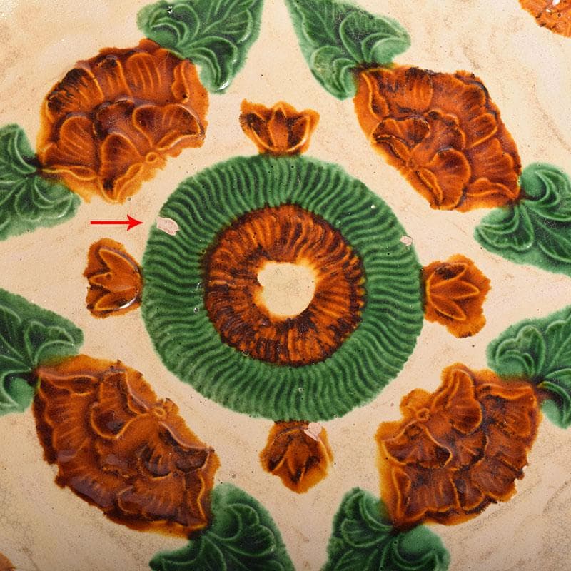 中国 唐三彩 花文 大皿 飾皿 直径約31㎝ V R8014C