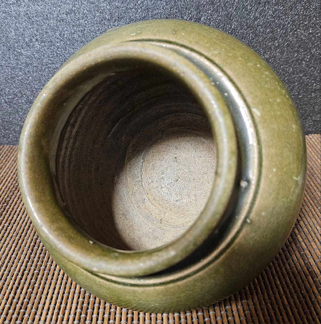 17世紀 中国古陶磁器 中国南方古陶磁器 安南 宋胡録 緑釉 壺 酒会壺 伝