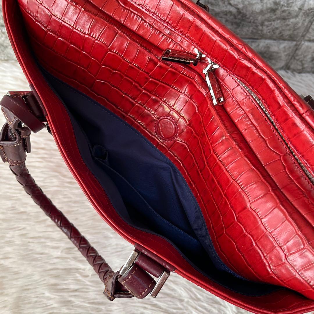 【美品】キーファーノイ　アモーレ　クロコ型押し　レザー　ブリーフケース