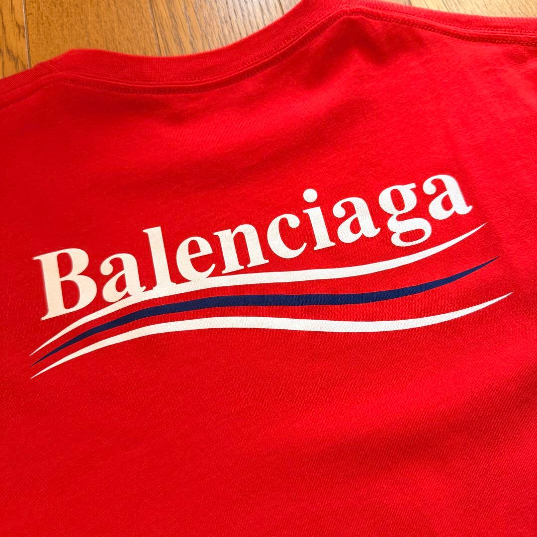 バレンシアガ BALENCIAGA Tシャツ XS 赤 キャンペーンロゴ - メルカリ