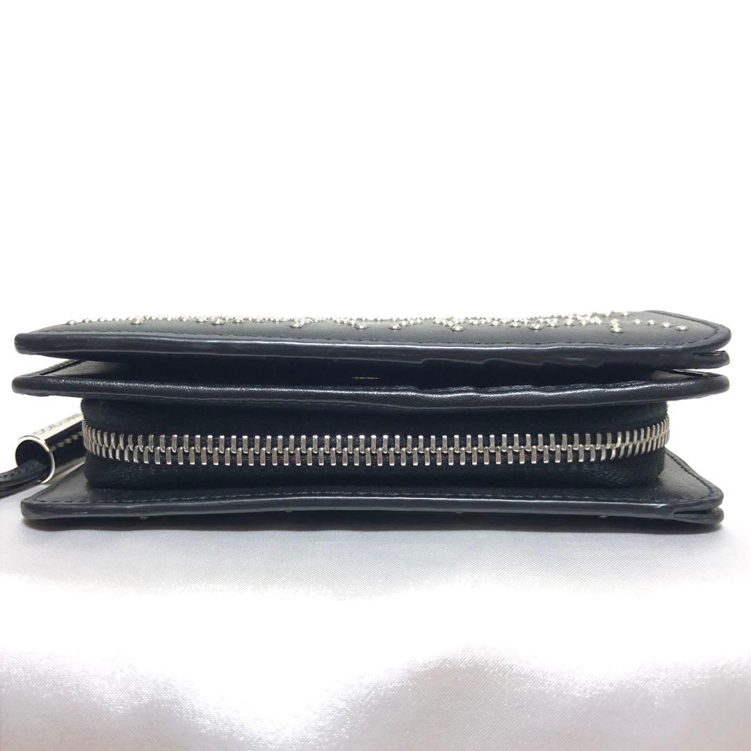 ほぼ未使用　近年モデル✨　ジミーチュウ　二つ折り財布　スタースタッズ　レザー　黒