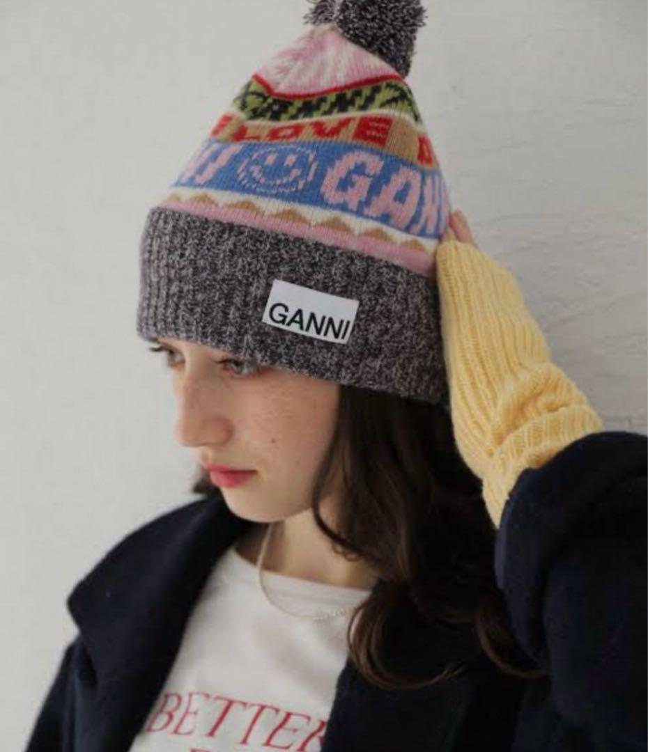 ganni multicolore Logo beanie ガニー ビーニー