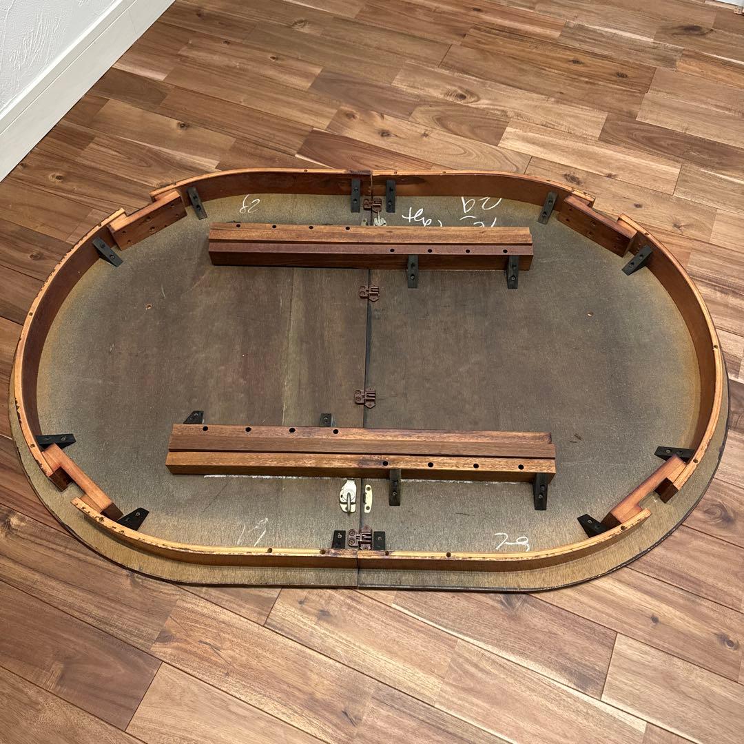 【値下げ】伸長式木製楕円形ダイニングテーブル　アンティーク