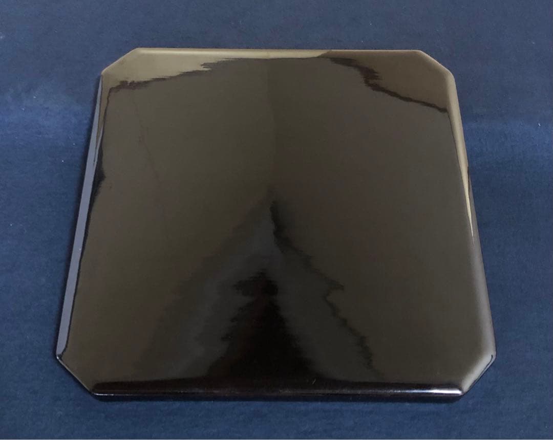 《R》時代 黒塗 隅切膳10客 在銘 木製漆器 共箱　260108き1