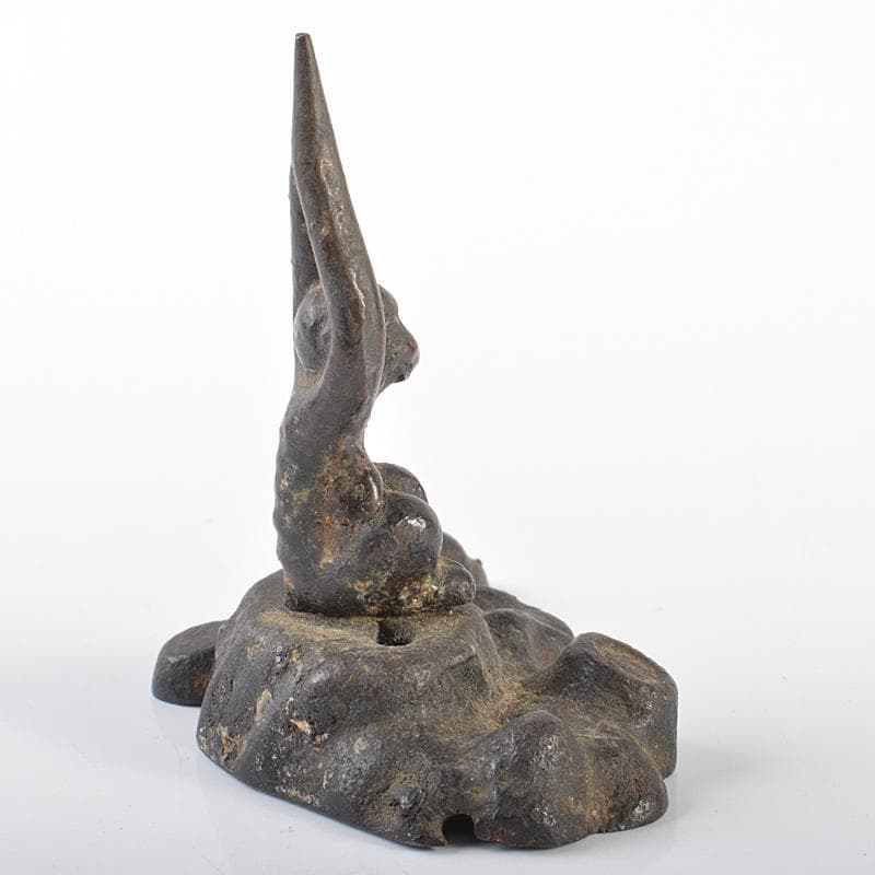 中国　古銅　猿　燭立　置物　C　R6344