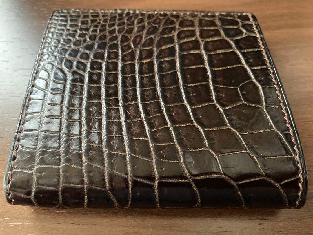 【美品】万双 クロコダイルミニ財布（小銭入付）＋専用クリーム付き