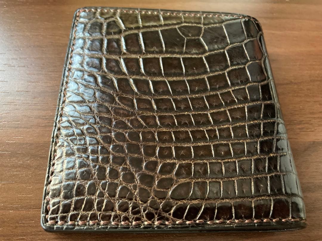 【美品】万双 クロコダイルミニ財布（小銭入付）＋専用クリーム付き