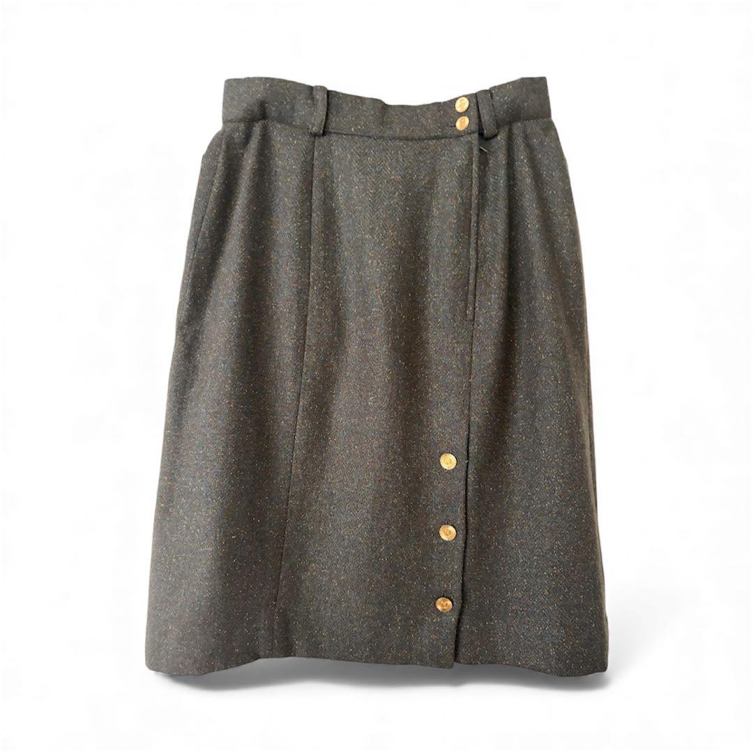 CHANEL シャネル　ツイードスカート　size42 グリーン