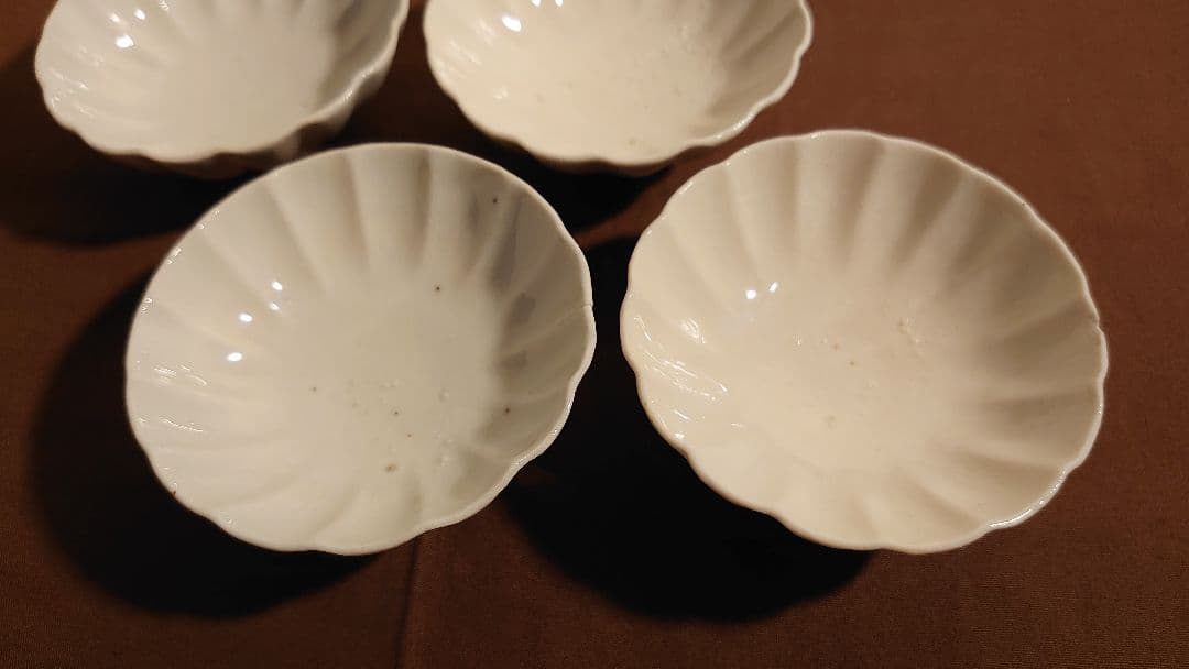 李朝白磁古伊万里伊万里輪華鉢豆鉢蔵出し4客