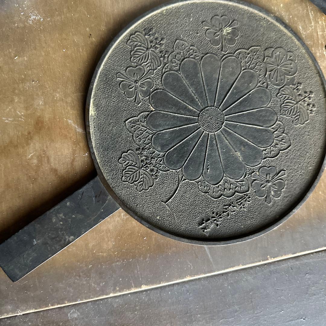 鏡 銅製品 白銅 V364 中国 白銅 花弦文鏡 古鏡 白銅鏡 直径