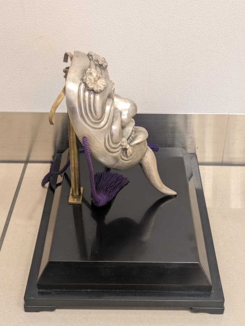 金工師 中野美海作 銀製 翁乃面 置物 ガラスケース 共箱有 シルバー