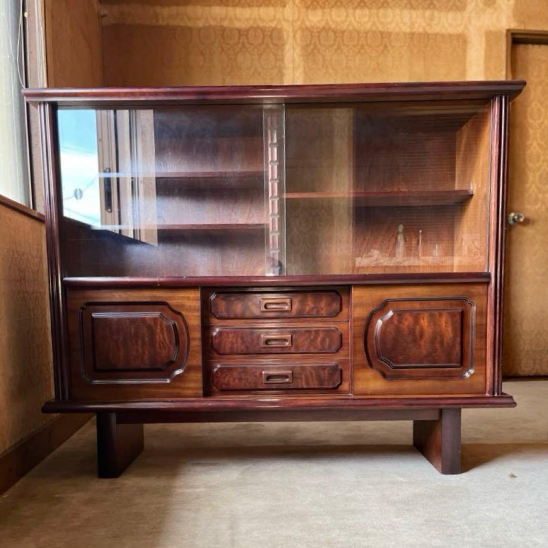 ヴィンテージ レトロ 木製 ガラス扉 キャビネット サイドボード