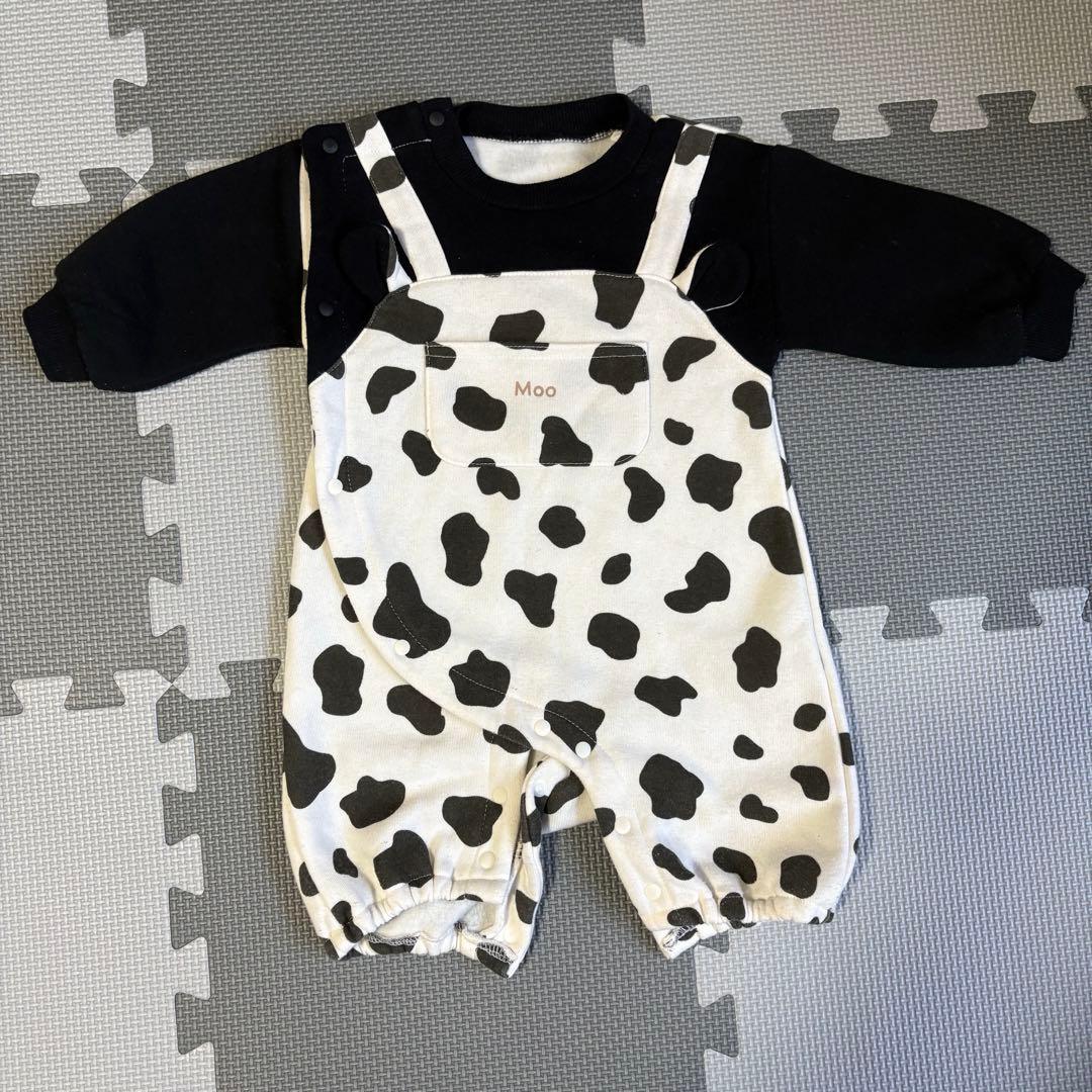 60~70】裏起毛 牛柄ロンパース - メルカリ