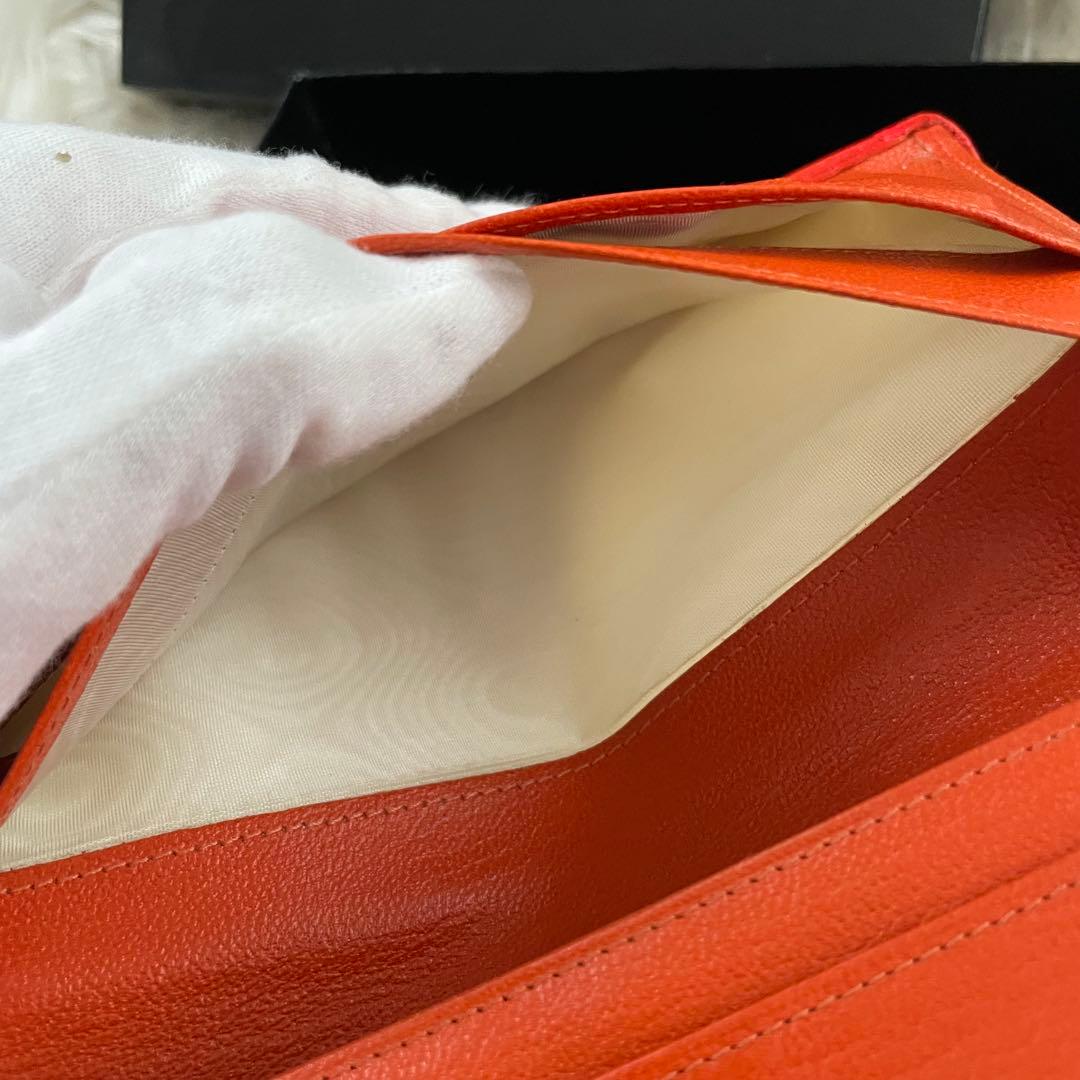 シャネル 長財布 ファスナー付き 財布 ココマーク オレンジ CHANEL