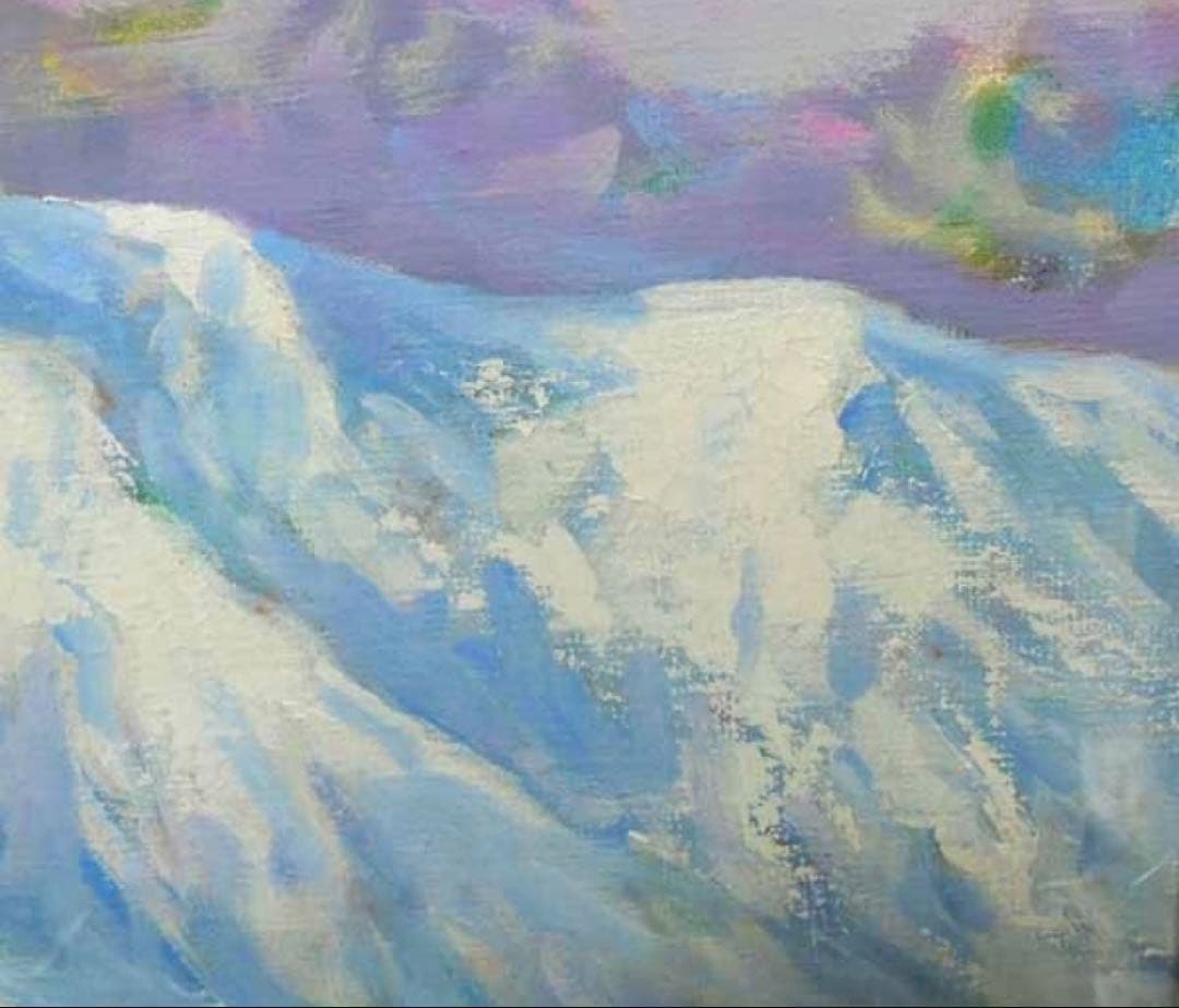 真作＊ 大判大作 田中均「雪の比良(比良天望)」キャンバスに油彩琵琶湖