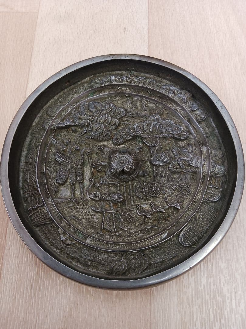 時代物 古鏡 銅鏡 和鏡 【洲浜松楓双鶴鏡】