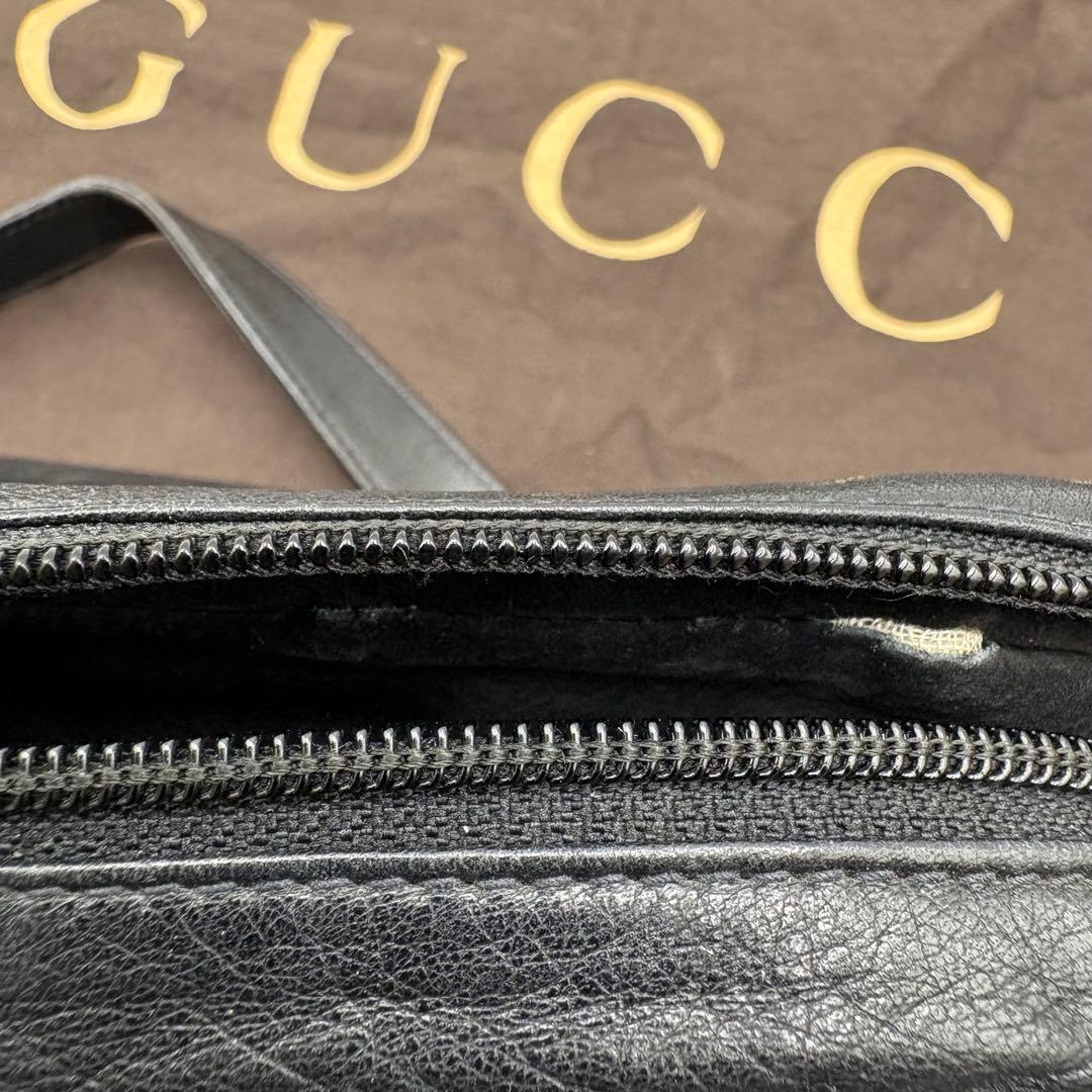 ◎希少◎グッチ　ショルダーバッグ　インターロッキング　斜め掛け　ブラック　レザー