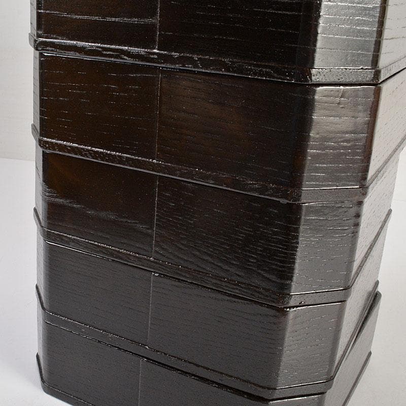 茶道具　黒真塗　縁高重　五段重箱　N　6770C