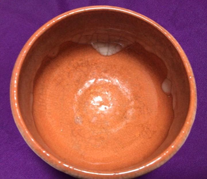 茶道具 常滑樂七 赤楽茶碗☆共箱☆おまけ湯呑み付