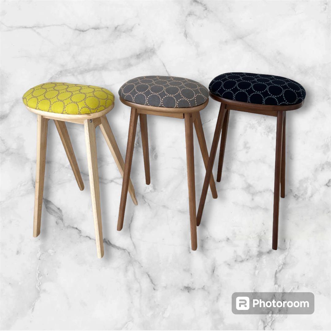 【北欧スタイル】ミナペルホネン生地使用スツール　イス　椅子　オットマン