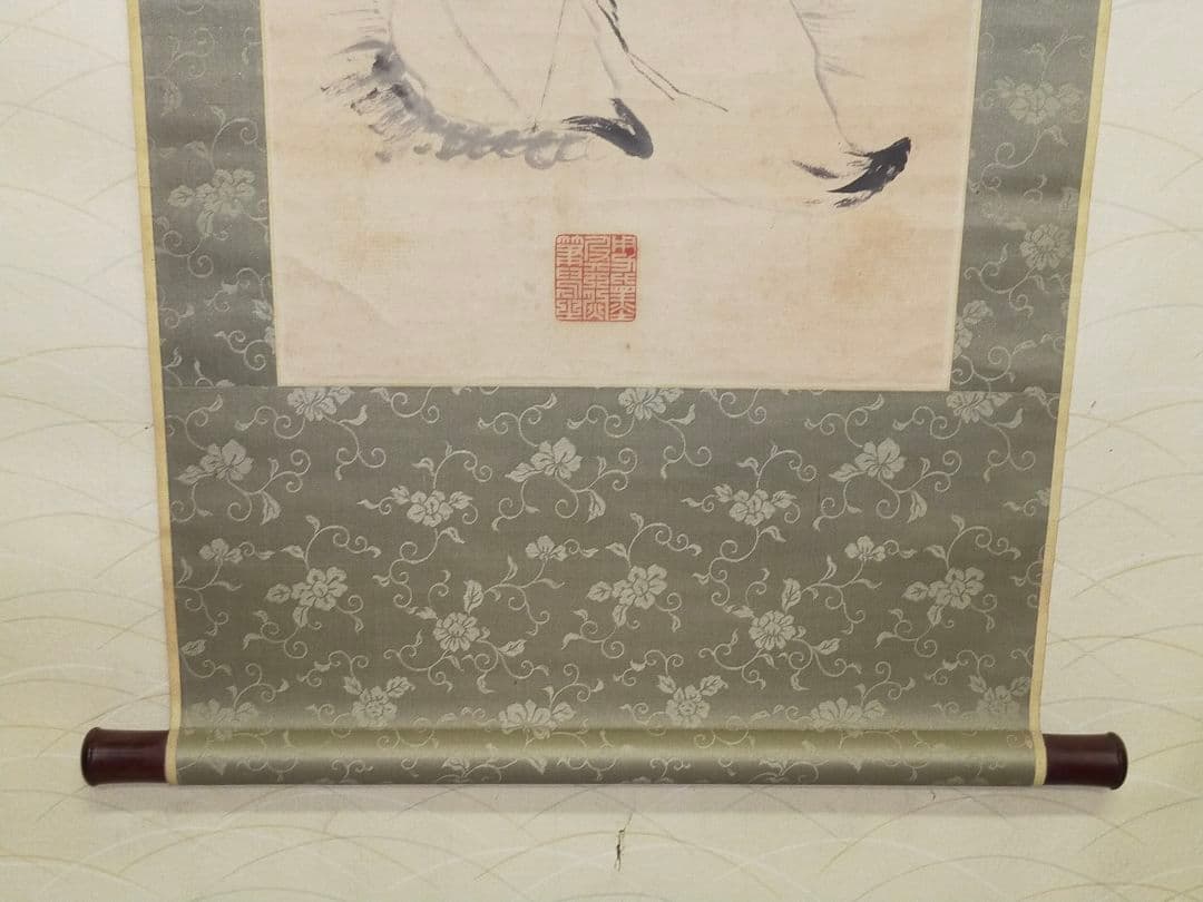 ♥【模写】田能村直入　羅漢図　掛け軸　掛軸　骨董品