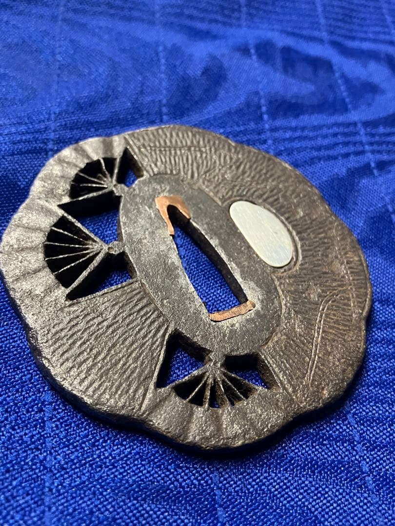 鍔　日本刀　小刀鍔　金銀象嵌　鉄鍔　透かし扇