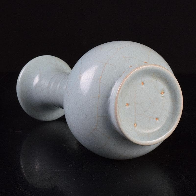 中国　哥窯　青白磁　金糸鉄線　氷裂文　鶴首花瓶　C　R8936