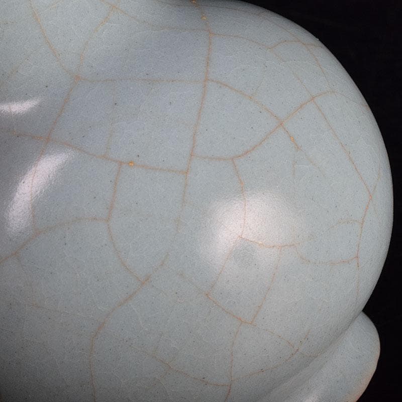 中国　哥窯　青白磁　金糸鉄線　氷裂文　鶴首花瓶　C　R8936