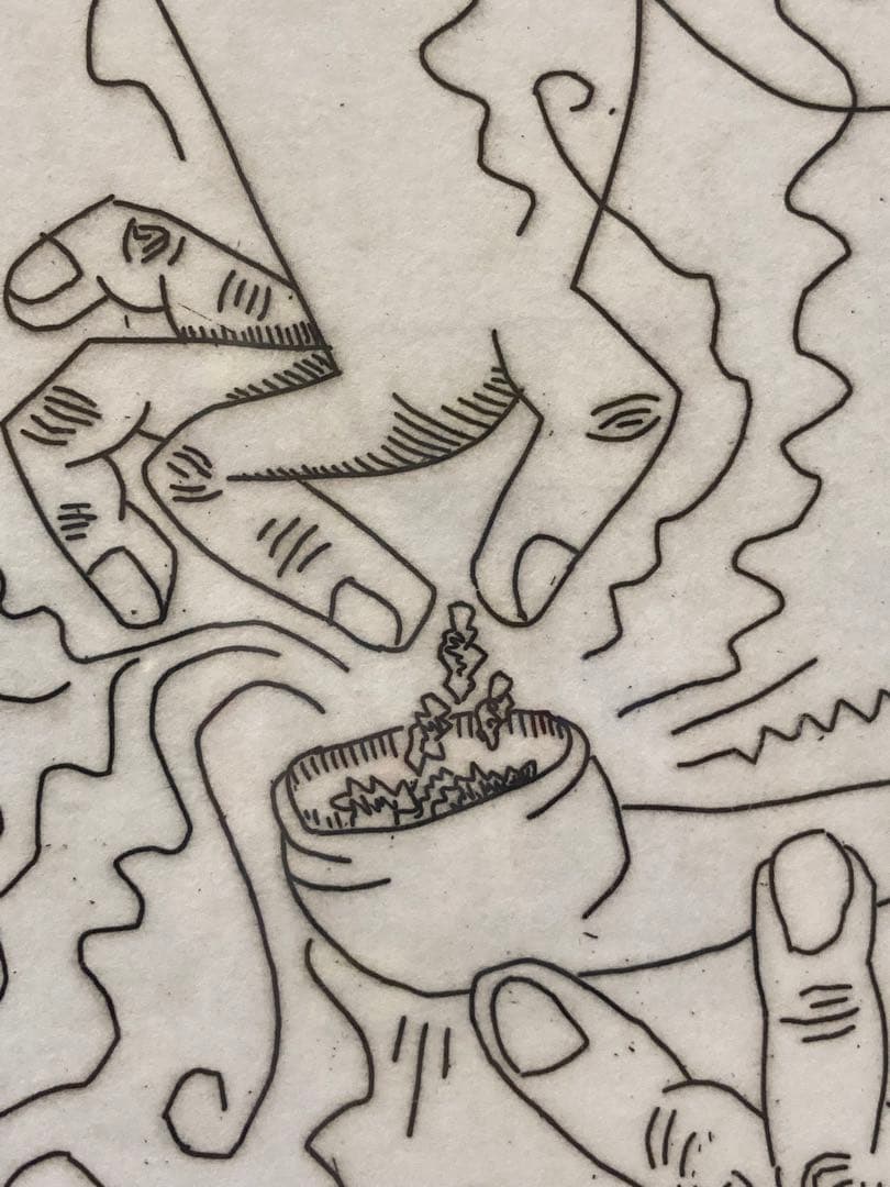 超希少品】 キースヘリング アート 絵 絵画 レア 1点物 現状品 額縁付き