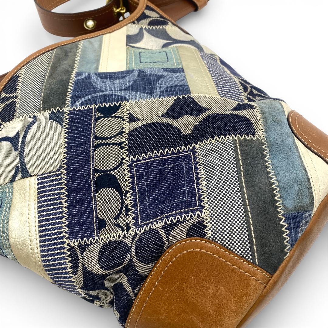 【COACH】デニム×パッチワーク バケツ型ショルダーバッグ