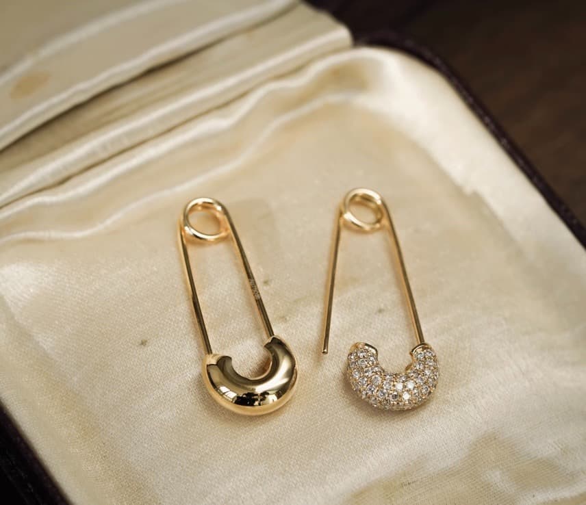 K18YG WG 安全ピン ピアス ブローチ 2way 18K ピン 針 K18 K18YG WG