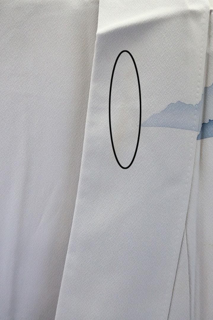 訪問着 ブルーグレー オレンジ系 夕暮れの京風景 身丈163.0cm 正絹