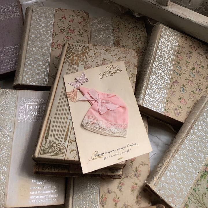 フランスアンティーク ボネ カード ピンク - メルカリ