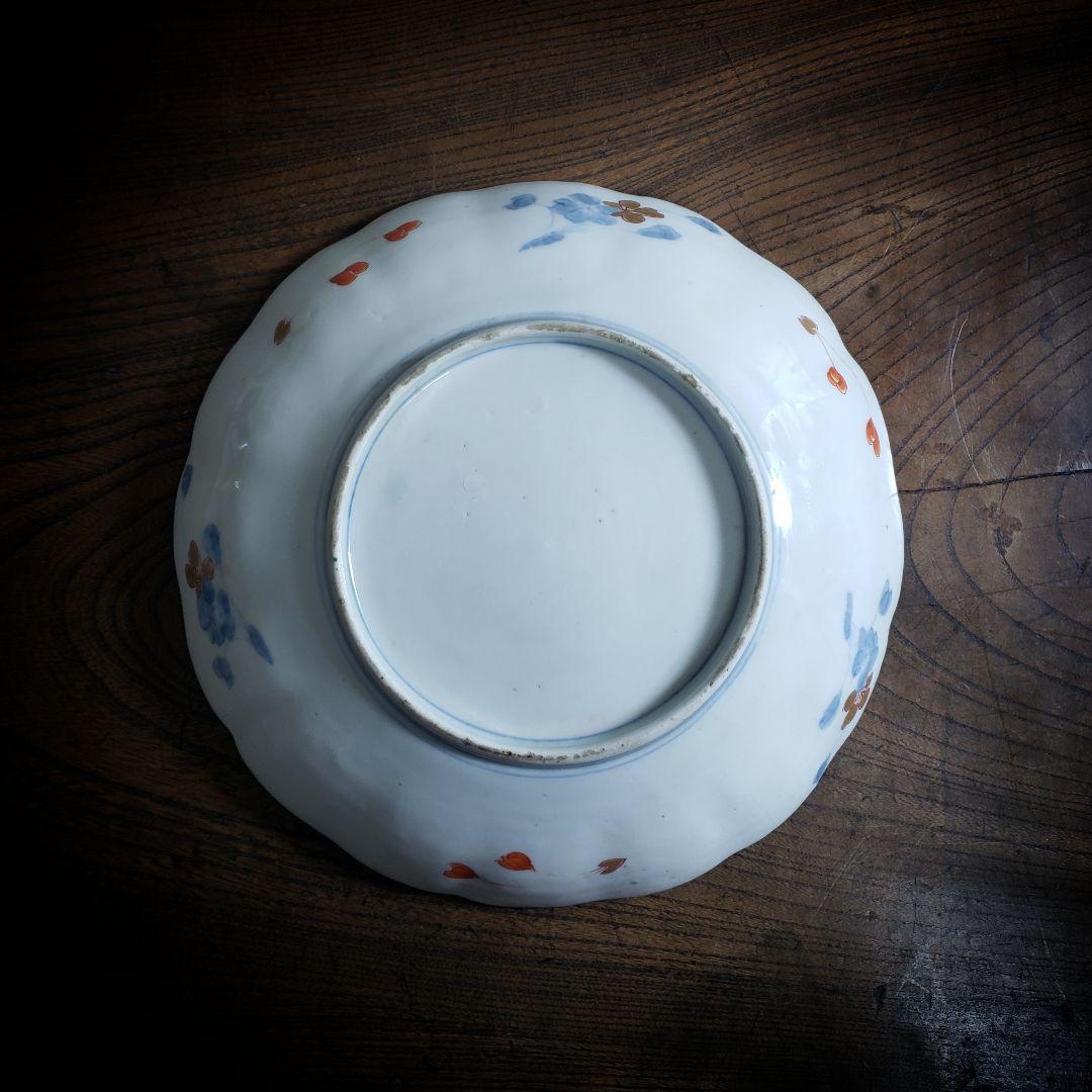 大皿　古伊万里　色絵付け　鳳凰　江戸　金継ぎ　漆直し　唐花草　7寸皿