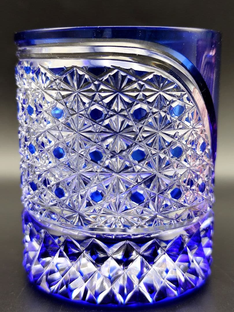 超希少品☆江戸切子 木村泰典 ロックグラス 瑠璃色（切子 江戸切子 薩摩切子） 超希少品☆江戸切子 木村泰典 ロックグラス 瑠璃色（切子 江戸切子 薩摩