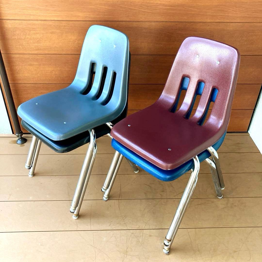 【Tks】①VIRCO社製 スタッキングチェア 4脚セット