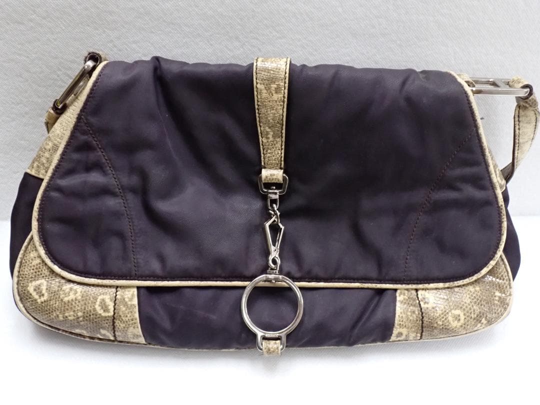 PRADA プラダ ナイロン×パイソン柄 ワンショルダーバッグ G8-B