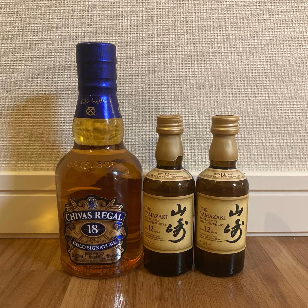 CHIVAS REGAL 18年ミニボトル3本&山崎12年ミニボトル3本セット