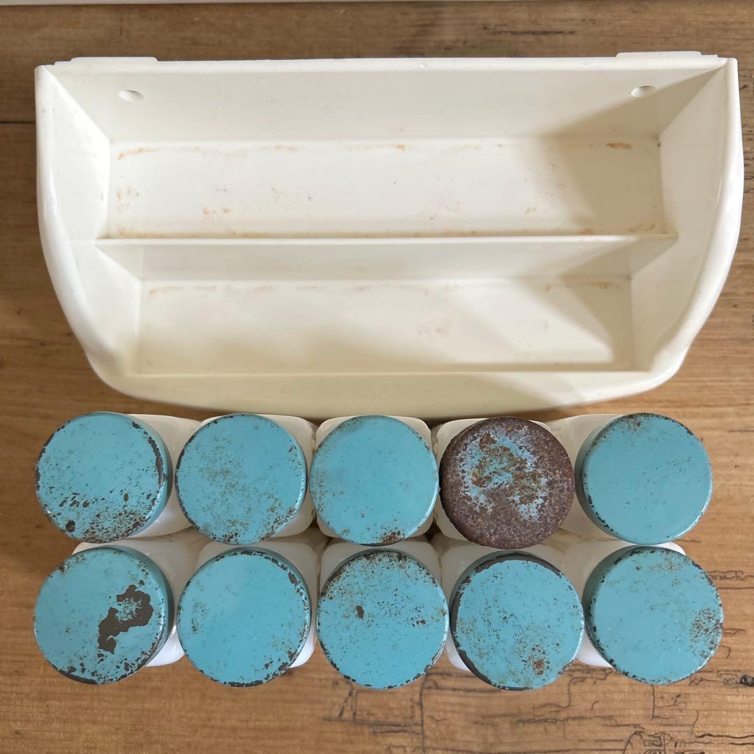 アンティーク グリフィス スパイスジャーセット ミルクガラス