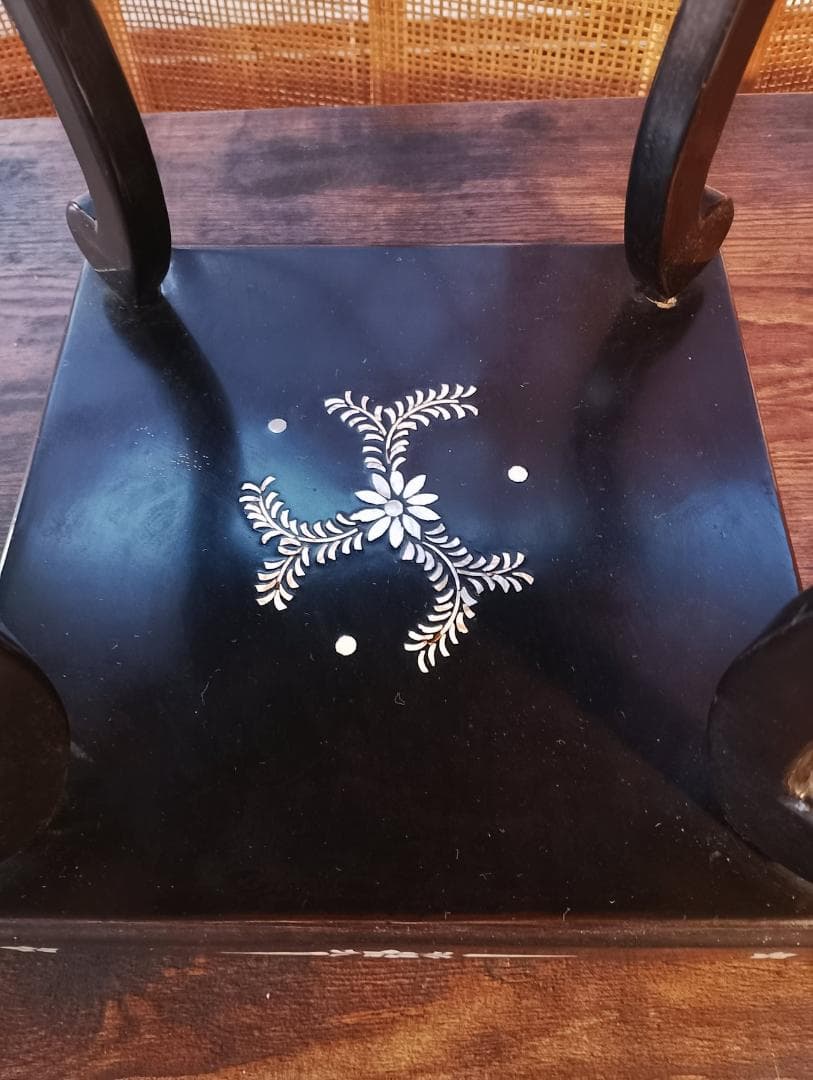 螺鈿人物風景文 卓上花台 昭和期 和工芸 飾り台