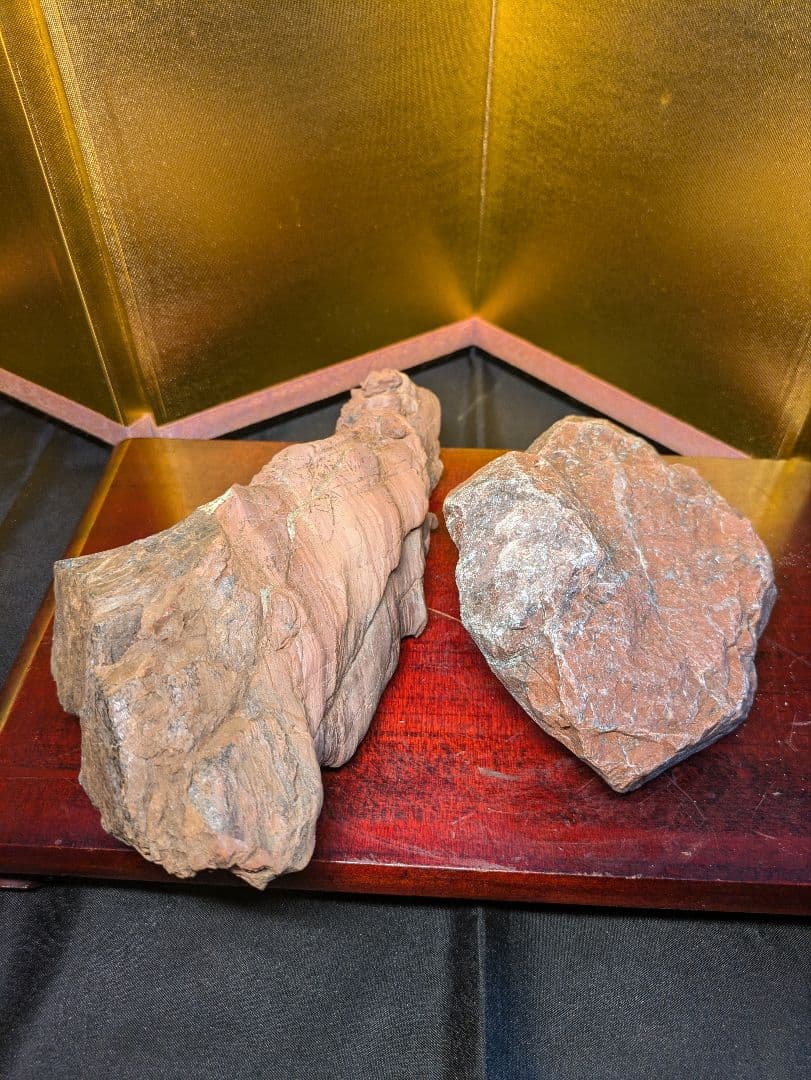 赤石 原石2個セット 計約1.56kg 天然石 未加工 鑑賞用 水石 自然