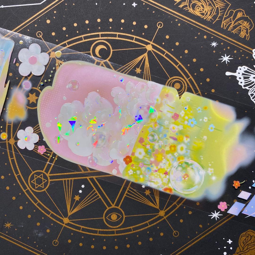 9154】海外 マステ 巻 PETマスキングテープ 雲 金魚 装飾系