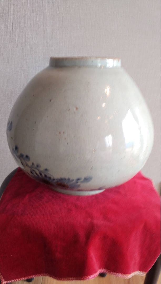 李朝辰砂染付壺